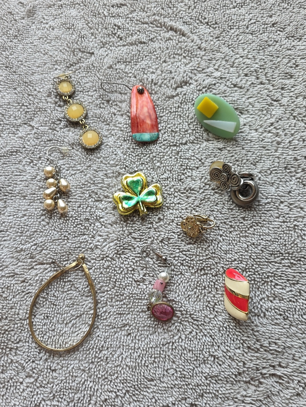 Assorted Women’s Earring singles Lot - Gold, Pink, Green, Coral Accents